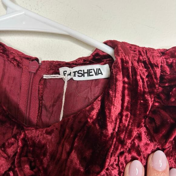 NWT Batsheva Crushed Velvet Peter Pan Collar Midi Dress - Picture 3 of 6